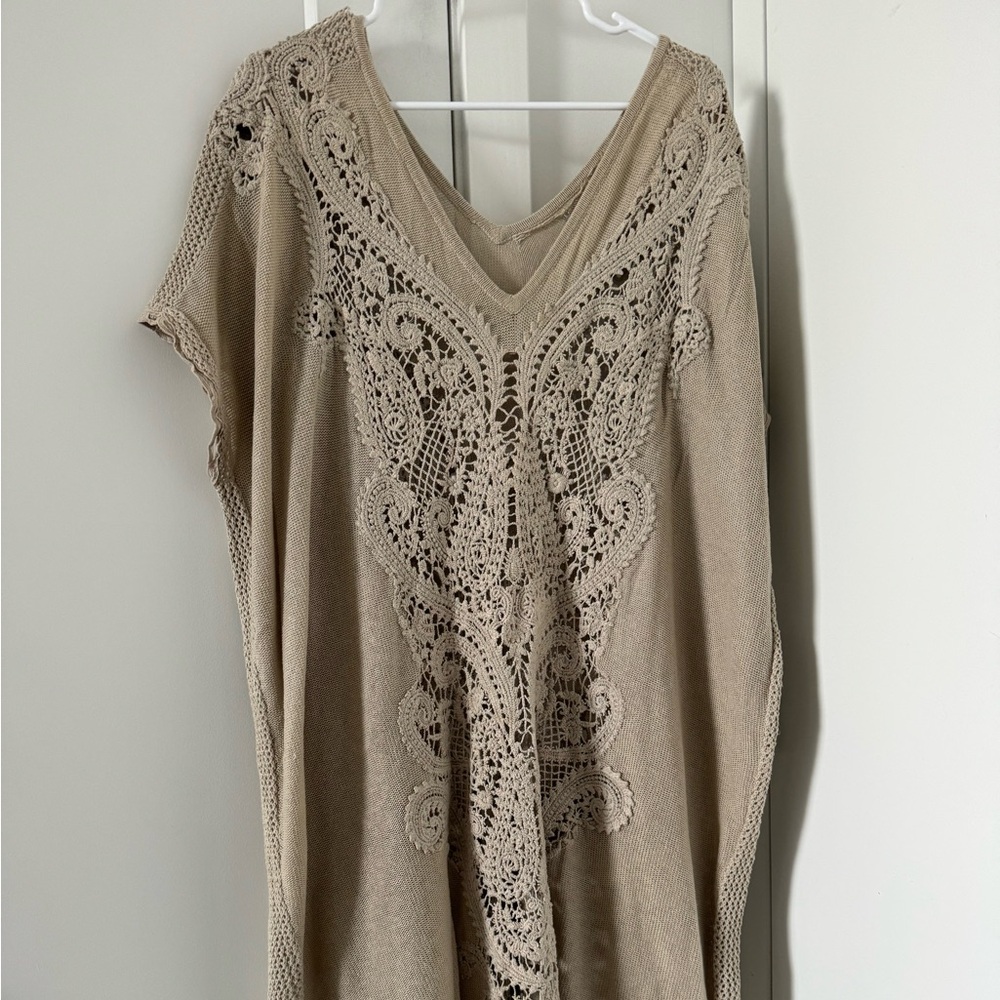 Knitted & Knotted Beige Sweater Duster Poncho - One Size (Anthropologie)